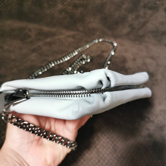 Unique Light blue/Gunmetal Laser Cut Bibi Crossbody EUC #244 - Picture 12 of 15